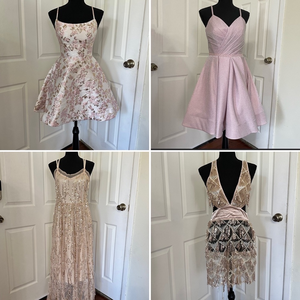Sequin Embellish Pink Cocktail Floral Dress Bundle Sale